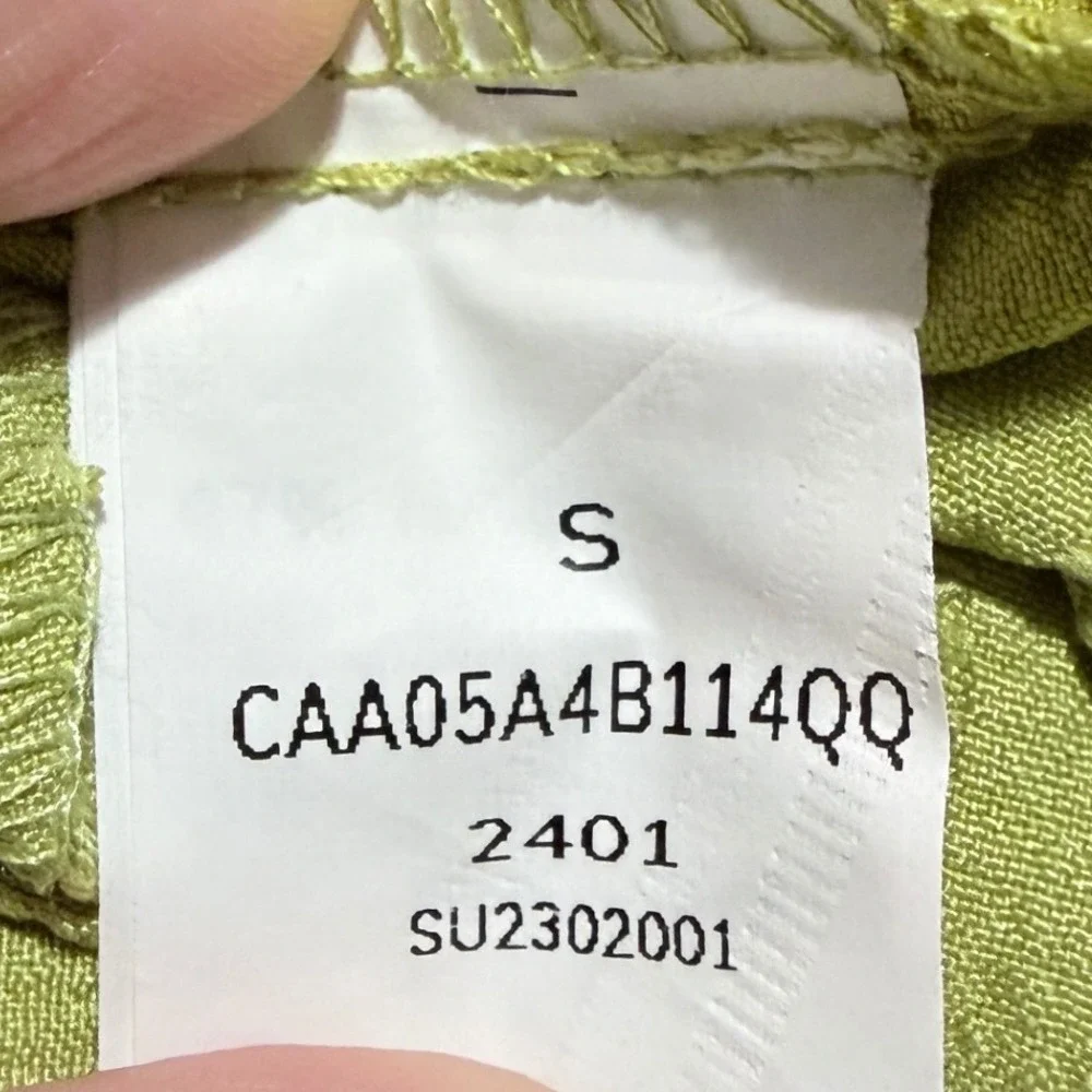 CUPSHE Dress V-Neck Short Sleeve Textured Tie Back Lime Green S‎
